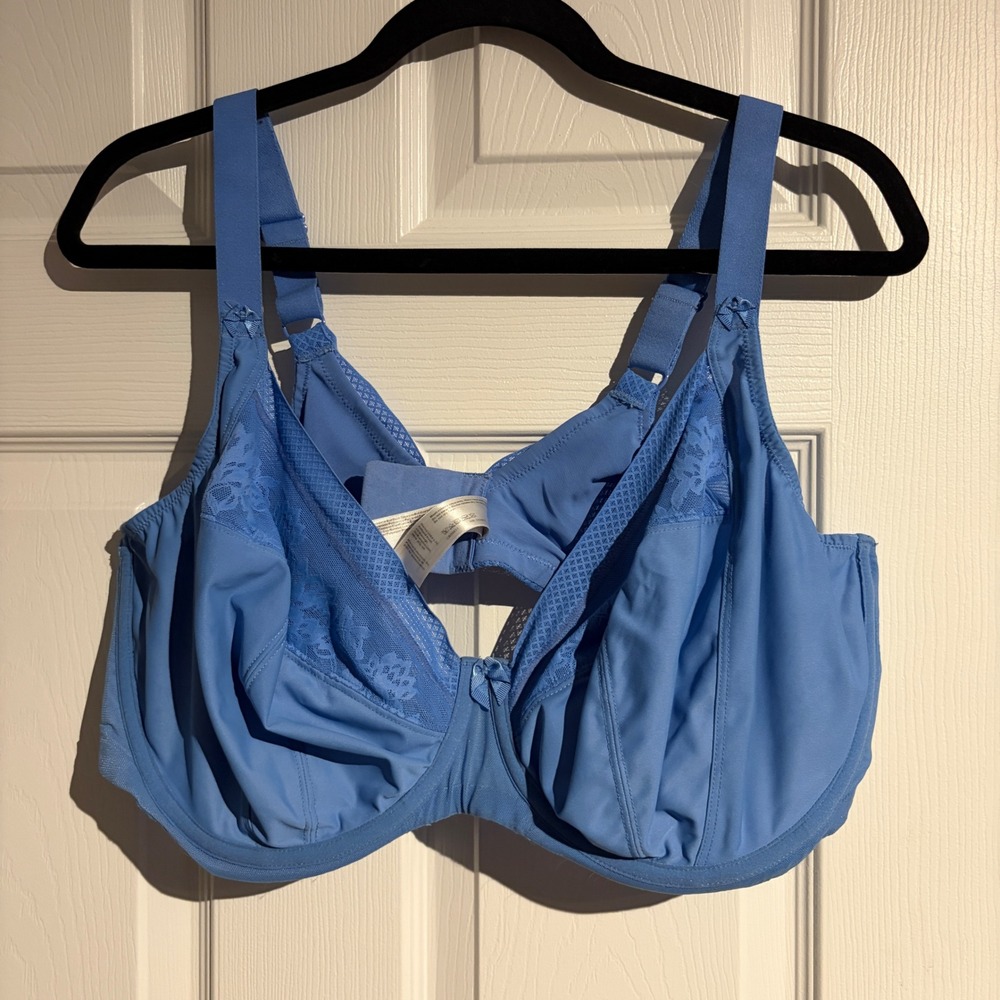 Elomi Nerina Full Coverage Underwire Bra Blue Floral Lace Mesh EL302734COR 44H